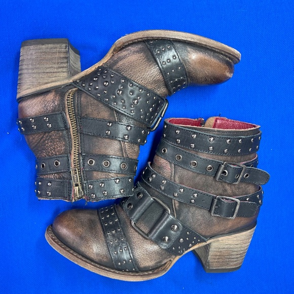 🦅|•FREEBIRD BY STEVEN•| SLAYER Leather Buckle Ankle Booties Size 8 - Picture 7 of 12